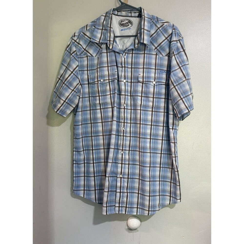 Kirra Men' Shirt Pearl Snap Classic Short Sleeve Plaid Western Casual Top XL